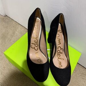 Sam Edelman Black Suede Block Heel Pumps